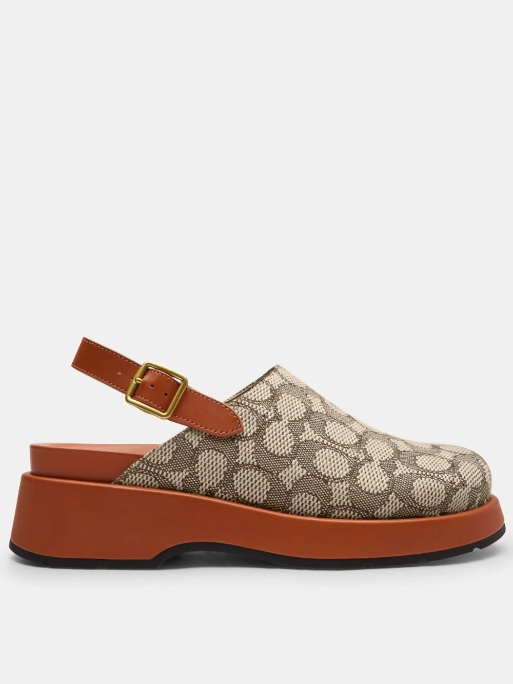 New Coach Sculpted C Platform Clog In Signature Textile Jacquard